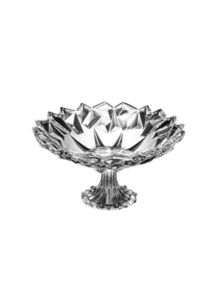 Glass Crystal Glass Pedestal Bowl – Premium Diamond-Cut Dessert or Fruit Stand