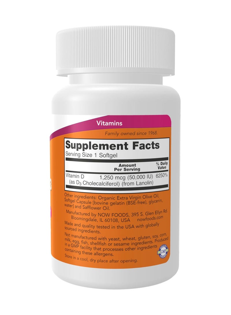 now Vitamin D-3 50000 IU 50 Softgels  - Image 4
