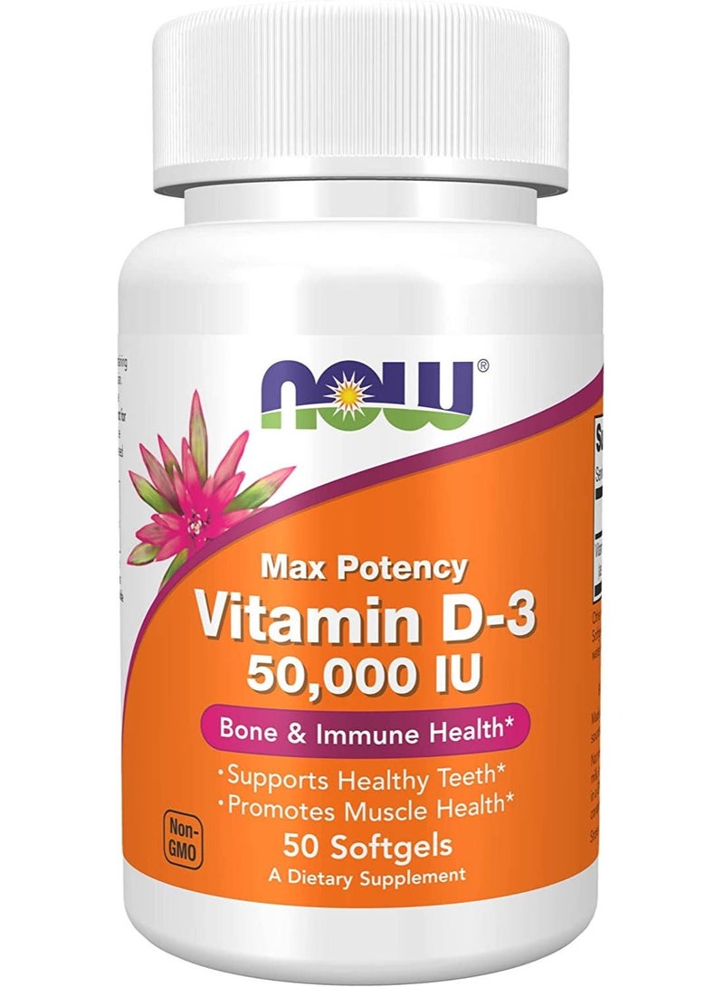 now Vitamin D-3 50000 IU 50 Softgels  - Image 1