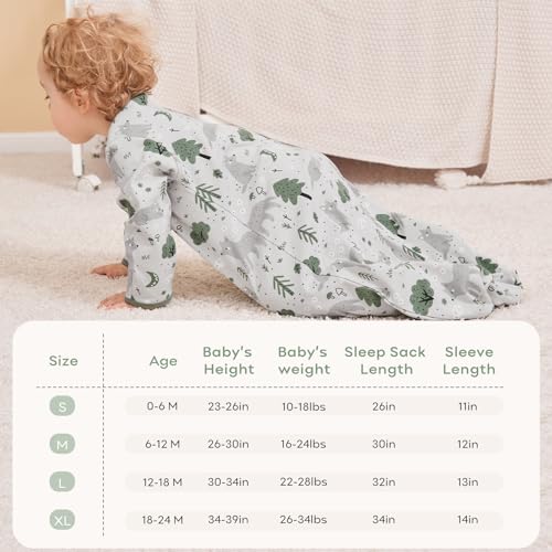 Yoofoss Baby Sleep Sack 18-24 Months Long Sleeve Wearable Blanket Baby 100% Organic Cotton 2-Way Zipper 0.5 Tog Toddler Sleeping Sack, Lightweight(X-Large) - Image 4
