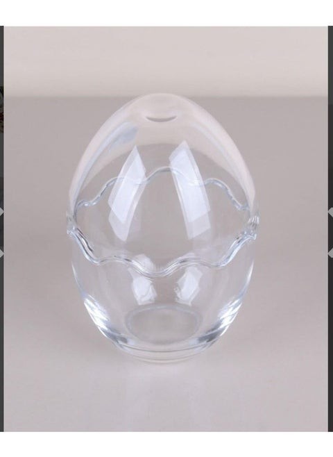 Multi-use egg-shaped glass bowl for jelly, fruit salad, chocolate ice cream, and candy