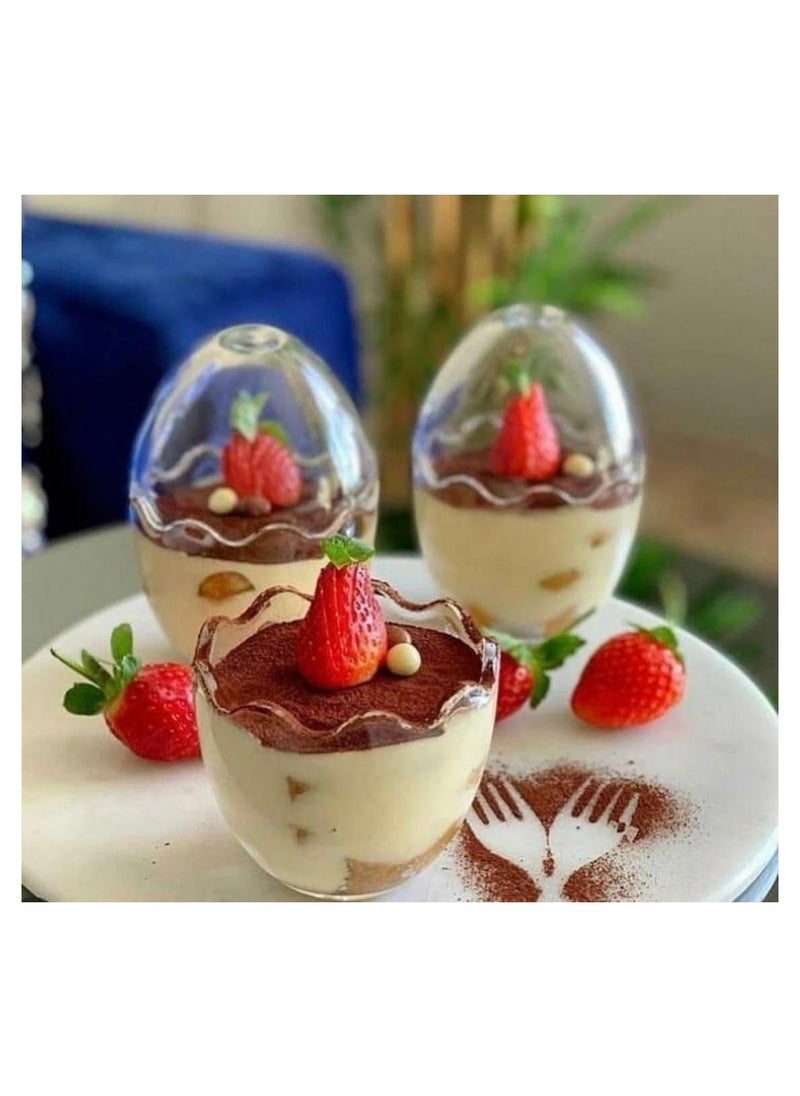 Multi-use egg-shaped glass bowl for jelly, fruit salad, chocolate ice cream, and candy