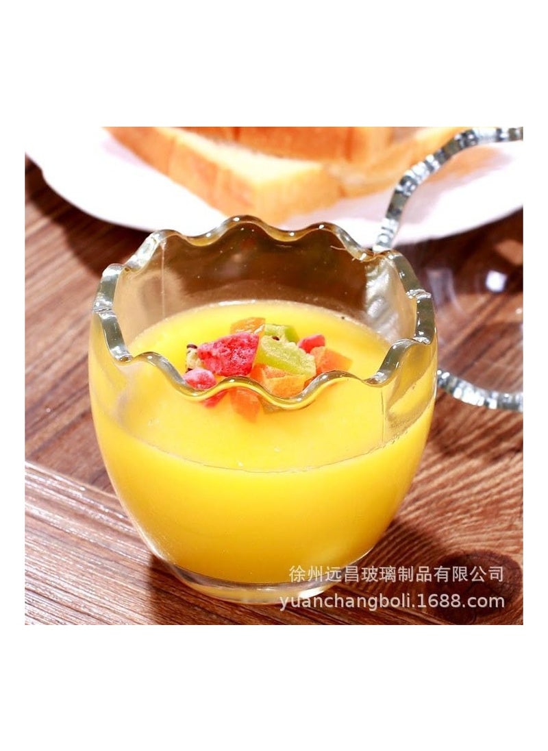 Multi-use egg-shaped glass bowl for jelly, fruit salad, chocolate ice cream, and candy