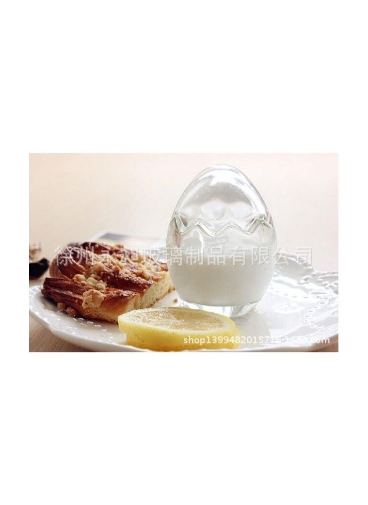 Multi-use egg-shaped glass bowl for jelly, fruit salad, chocolate ice cream, and candy