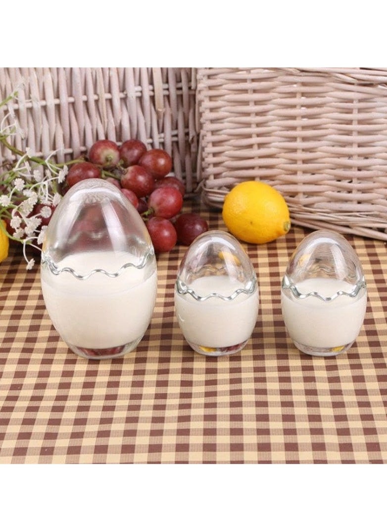 Multi-use egg-shaped glass bowl for jelly, fruit salad, chocolate ice cream, and candy