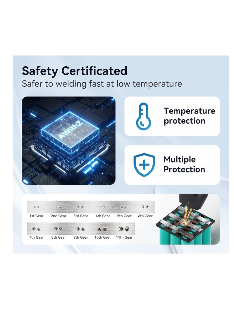 Excefore Battery Spot Welder, Handheld Spot Welder 11 Gear Adjustable, Automatic and Manual Modes Battery Welder for 18650 Battery, Laser Welding Machine Nickel Sheets, Iron, Stainless Steel - Image 5