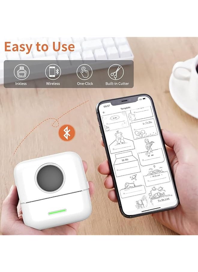 Label Maker Portable Bluetooth Thermal Printer For Ios Android Smartphone With 1 Rolls Printing Paper Suitable For Home Supermarket Store Office Use