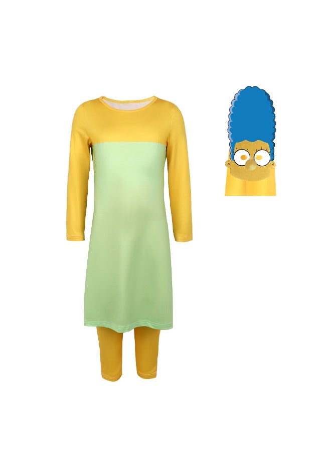 NIBEMINENT The animated Simpsons jumpsuit, cartoon character Lisa Bart, Homer, Maggie's family costume, Halloween stage performance costume - Image 1
