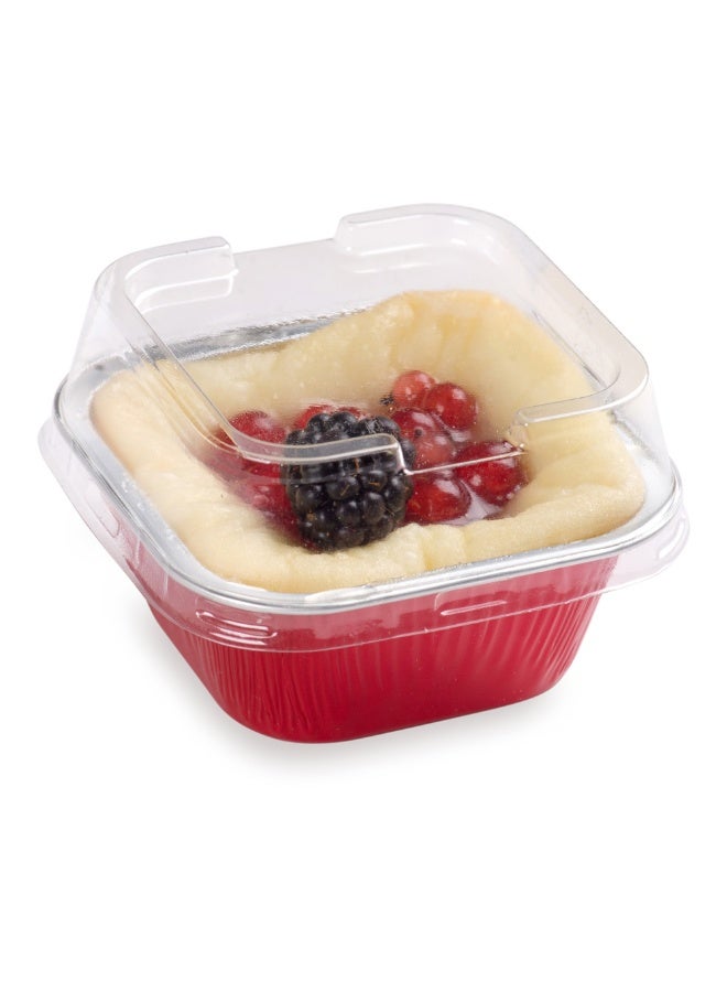 Restaurantware 3.4 Ounce Disposable Ramekins With Lids, 100 Square Creme Brulee Disposable Cups - Dome Lids, Oven-Ready,Freezable, For Restaurants, Bakeries And Homes - Image 2