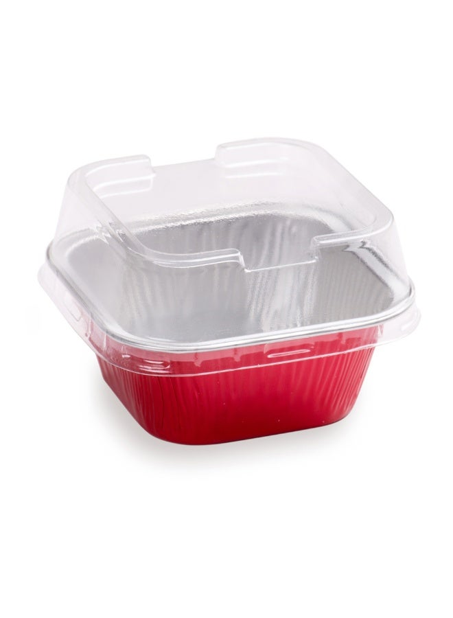Restaurantware 3.4 Ounce Disposable Ramekins With Lids, 100 Square Creme Brulee Disposable Cups - Dome Lids, Oven-Ready,Freezable, For Restaurants, Bakeries And Homes - Image 1