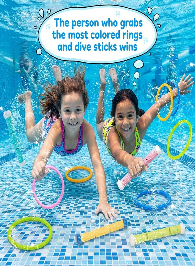DISHIO Kids Diving Pool Toys Set with Treasure Chest, Sinking Swim Rings Sticks Sharks & Mermaid, Underwater Swimming Games Competition Toys with Bracelet Reward for Boys Girls Summer Toys - Image 3