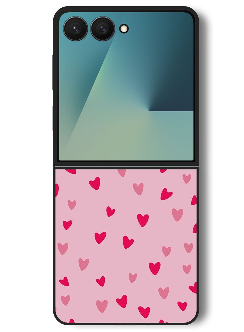 Theodor Case Compatible with Samsung Galaxy Z Flip 7 - 6.9 Inch Protection Shockproof Bumper Cover Small Hearts - Image 1