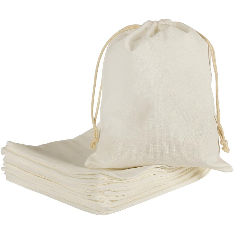 HRX Package 20pcs Muslin Bags 8x10 inches Cotton Drawstring Bag Fabric Gift Pouches Sachet for Jewelry Party Favors Wrapping DIY