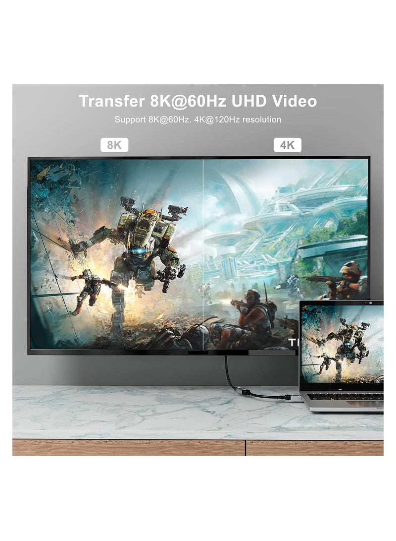 DisplayPort 1.4 to HDMI 2.1 Ultra HD 8K Male to Female Cable 0.25m Converter 8K@60Hz 4K@120Hz Directional Compatible with DisplayPort PC and HDMI Displays Tvs - Image 4