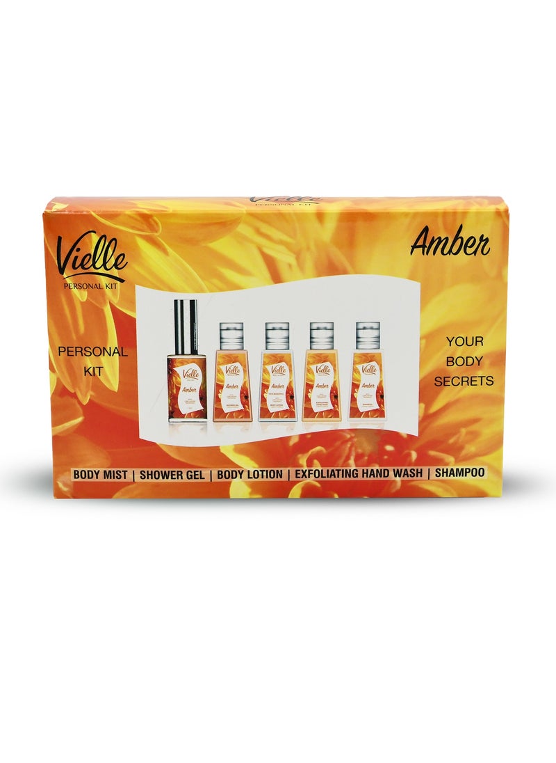 Vielle Amber Personal Kit Long Lasting Fragrance + Shower Jel + Body Lotion + Hand Wash + Shampoo  - Image 1