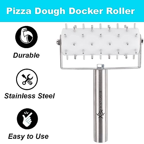 BOLTCORRSE Professional Pizza Dough Docker Stainless Steel Pizza Roller with Spikes Pastry Dough Docker for Crackers, Homemade Bread, Pie, Cake, Cookies - Image 3