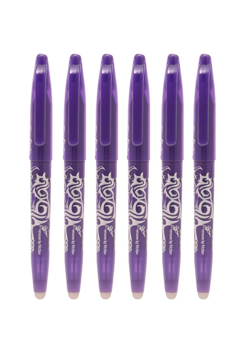 PILOT قلم حبر جاف فريكشن قابل للمسح، 6 قطع، طرف 0.7 مم، حبر بنفسجي - Image 1