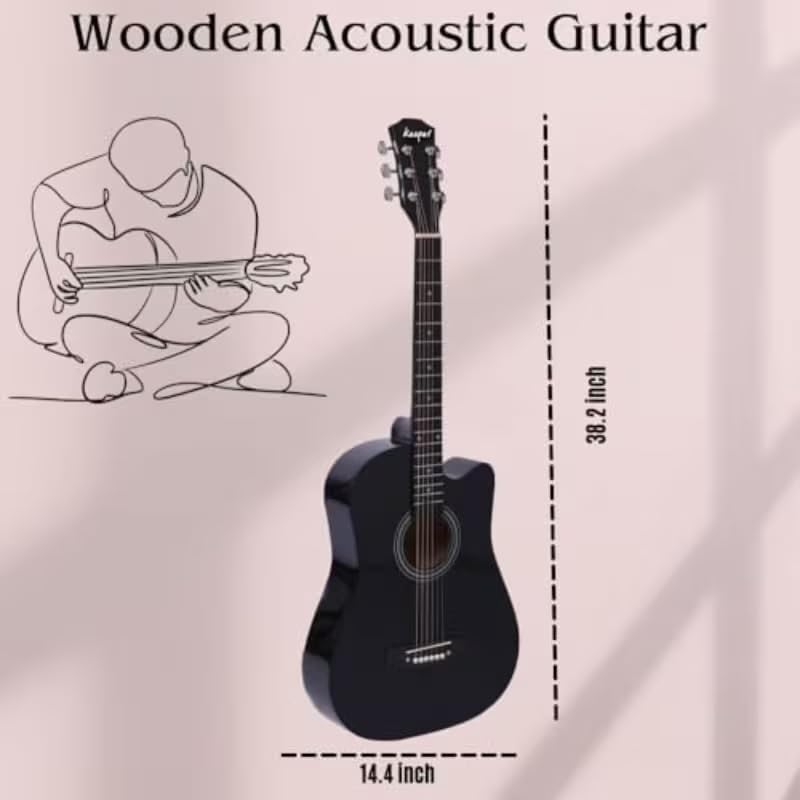 MegArya 38 Inch Acoustic Guitar Starter Kit for Beginners - Black - Image 4