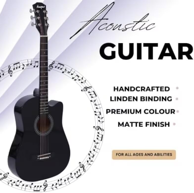 MegArya 38 Inch Acoustic Guitar Starter Kit for Beginners - Black - Image 3