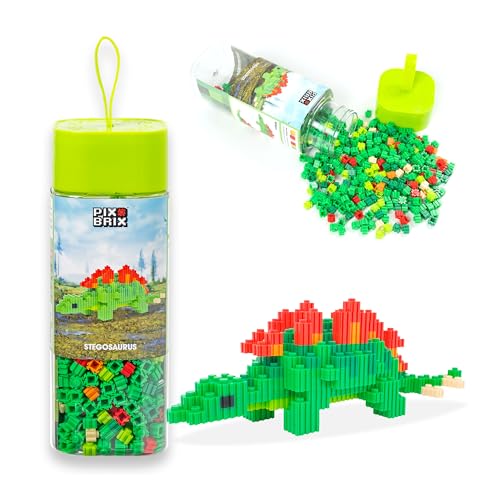 Pix Brix Pixel Art Puzzle Bricks Dinosaur Series Stegosaurus Patented Building Brick Set to Recreate Your Favorite Dino Includes 552 Pieces Create 3D Builds Without Water Iron or Glue - Image 1