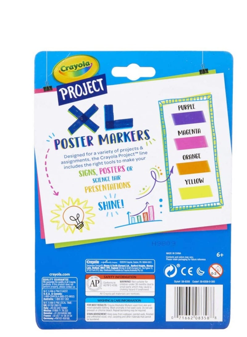 Crayola Crayola Project XL Poster Markers Bright Colors 4ct - Image 3