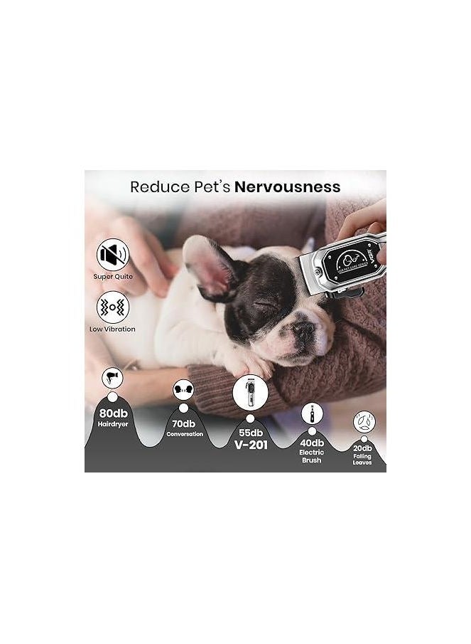 في جي آر ماكينة قص الشعر للحيوانات الأليفة في جي ار Professional قابلة للشحن ، فضي - V-201 - Image 3