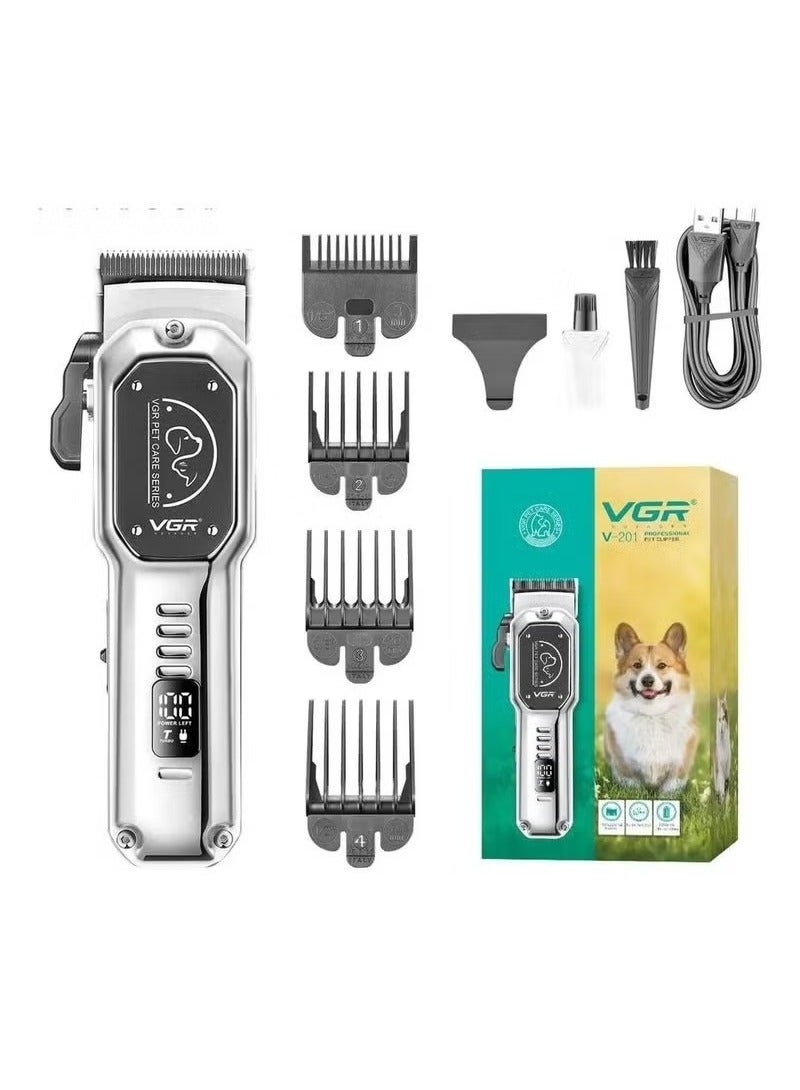 في جي آر ماكينة قص الشعر للحيوانات الأليفة في جي ار Professional قابلة للشحن ، فضي - V-201 - Image 1