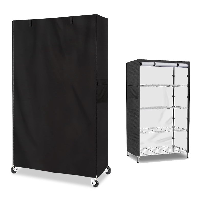 Aacabo Shelf CoverWaterproof Dustproof Storage Shelving Unit CoverFits 36Wx18Dx72H ShelfShelf Display Rack Protector with ZipperBlack