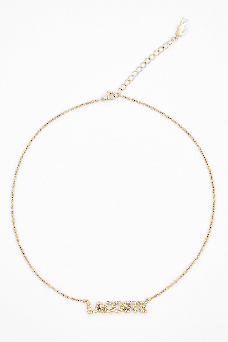 LACOSTE Women Stainless Steel Crystal Pendent Necklace, Gold - Image 4