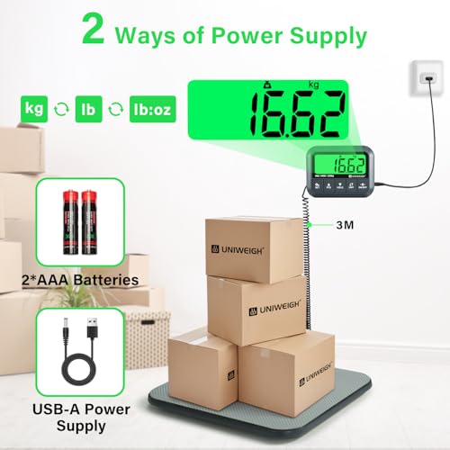 UNIWEIGH Digital Postal Scale 440lb,High Accuracy 0.35oz Shipping Scale for Packages with Hold/Tare/Count,Commercial Package Scale for Small Business,Postage Scales for Shipping Packages/Luggage,Grey - Image 5