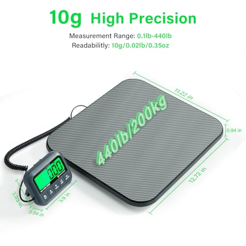 UNIWEIGH Digital Postal Scale 440lb,High Accuracy 0.35oz Shipping Scale for Packages with Hold/Tare/Count,Commercial Package Scale for Small Business,Postage Scales for Shipping Packages/Luggage,Grey - Image 2