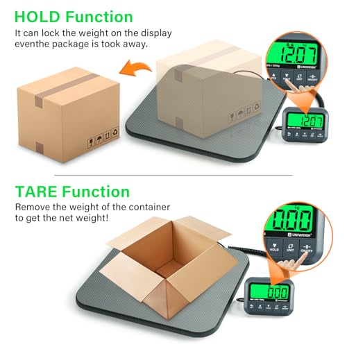 UNIWEIGH Digital Postal Scale 440lb,High Accuracy 0.35oz Shipping Scale for Packages with Hold/Tare/Count,Commercial Package Scale for Small Business,Postage Scales for Shipping Packages/Luggage,Grey - Image 3