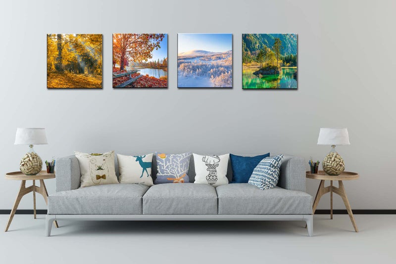 OKEXCKK Four Seasons Landscape Canvas Wall Art Decor - Spring Summer Autumn Winter Colorful Tree Painting Modern Nature Forest Prints Artwork Picture for Bathroom Office Decoration - Image 2
