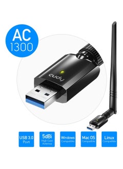 Cudy AC 1300Mbps USB 3.0 Dual Band WiFi Adapter for PC, 400Mbps + 867Mbps USB Wireless Dongle, 5Ghz + 2.4Ghz, 5dBi High Gain Antenna, Compatible with Windows 7/8 / 8.1/10, Mac OS, Linux, WU1400 - pzsku/Z5F631A78406754C303D6Z/45/_/1726560366/060b0eb9-98d5-4b16-8a0b-c8b132b96ed1