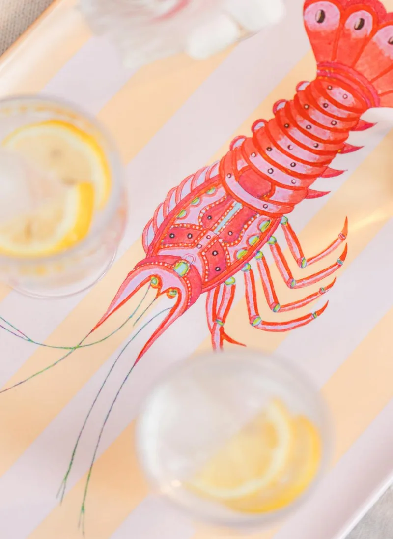 YVONNE ELLEN Lobster Melamine Picnic Tray
