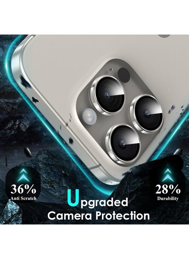 YWXTW Camera Lens Protector for iPhone 15 Pro/iPhone 15 Pro Max, [1 Step Installation Tray] HD Clear Individual Camera Cover Tempered Glass Screen Protector Accessories, Anti Scratch Case Friendly - Image 3