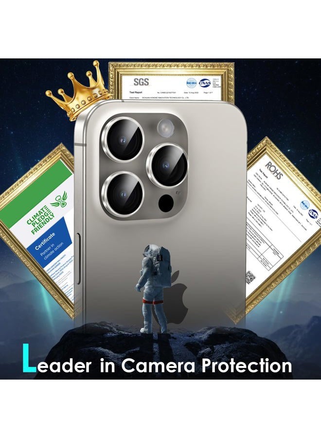 YWXTW Camera Lens Protector for iPhone 15 Pro/iPhone 15 Pro Max, [1 Step Installation Tray] HD Clear Individual Camera Cover Tempered Glass Screen Protector Accessories, Anti Scratch Case Friendly - Image 2