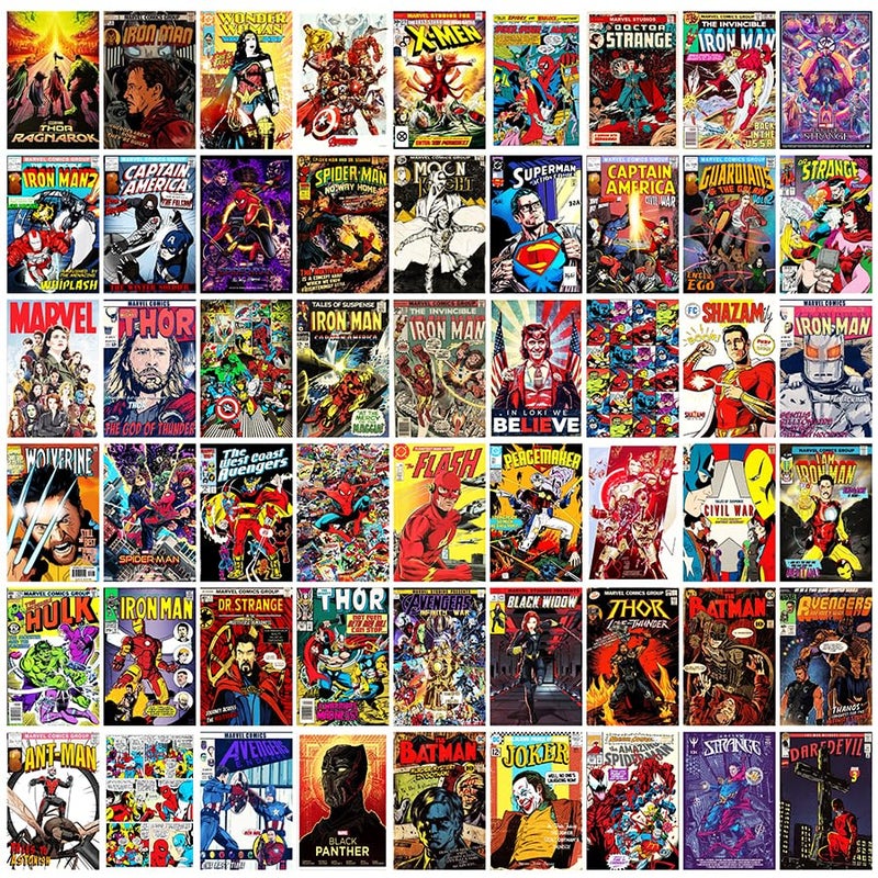 KARTMEN Pack of 54 Superhero Wall Collage Kit For Bedroom, Living room, Office - 4 x 6 Inches - Glue Dots Included - Image 1