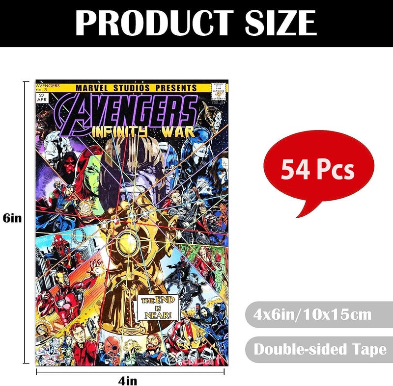 KARTMEN Pack of 54 Superhero Wall Collage Kit For Bedroom, Living room, Office - 4 x 6 Inches - Glue Dots Included - Image 5