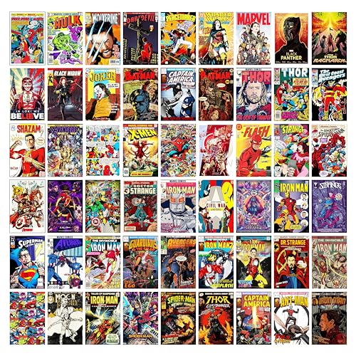 KARTMEN Pack of 54 Superhero Wall Collage Kit For Bedroom, Living room, Office - 4 x 6 Inches - Glue Dots Included - Image 2