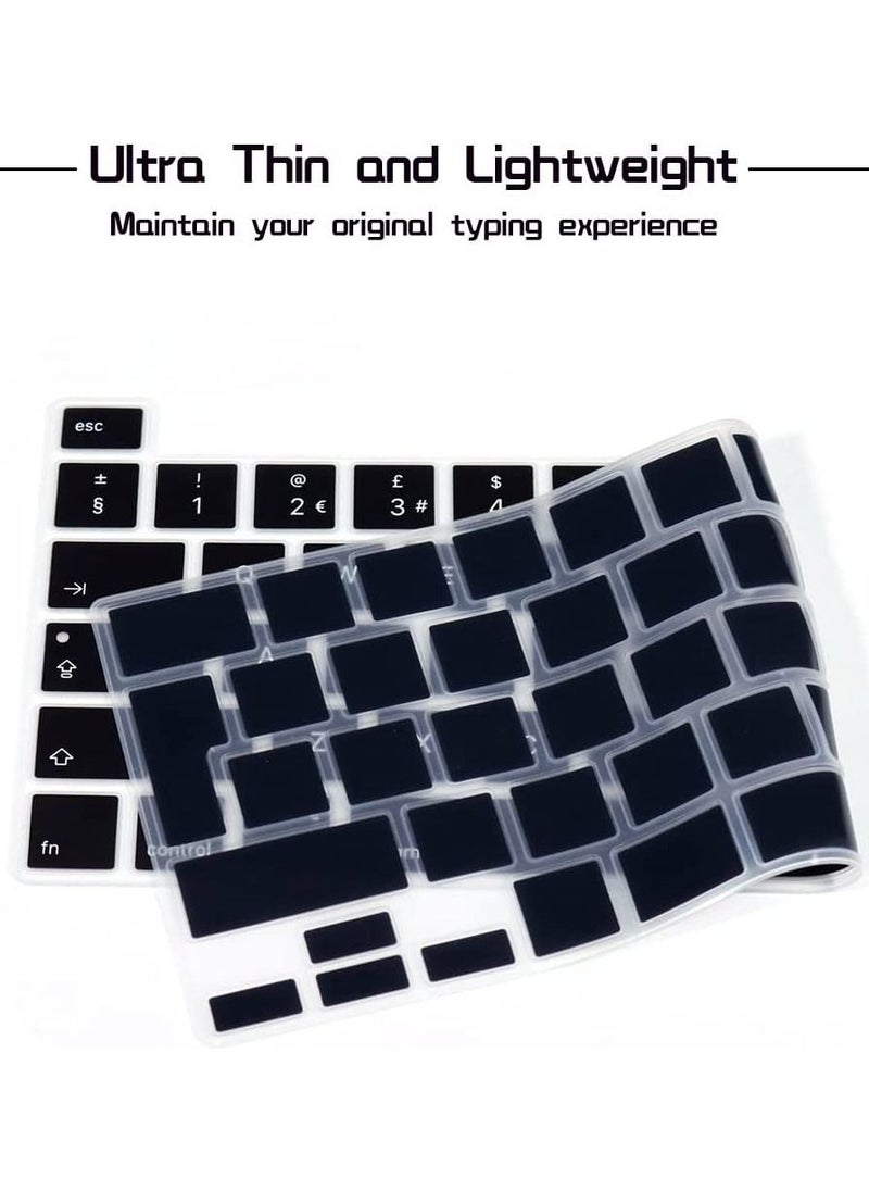 AMM Ultra Thin English Language Silicone Keyboard Cover Skin for 2022 MacBook Pro 13 M2/Pro 13 M1/Pro 13 inch 2020 Model A2289/A2251/A2338 M1 Chip and for MacBook Pro 16" 2019 Model A2141 UK Layout Black  - Image 5