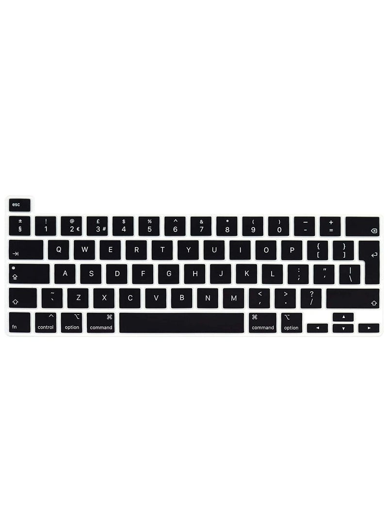 AMM Ultra Thin English Language Silicone Keyboard Cover Skin for 2022 MacBook Pro 13 M2/Pro 13 M1/Pro 13 inch 2020 Model A2289/A2251/A2338 M1 Chip and for MacBook Pro 16" 2019 Model A2141 UK Layout Black  - Image 1