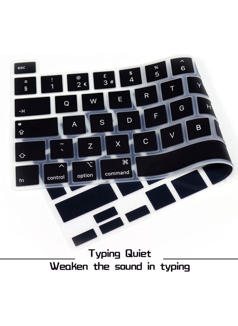 AMM Ultra Thin English Language Silicone Keyboard Cover Skin for 2022 MacBook Pro 13 M2/Pro 13 M1/Pro 13 inch 2020 Model A2289/A2251/A2338 M1 Chip and for MacBook Pro 16" 2019 Model A2141 UK Layout Black  - Image 4
