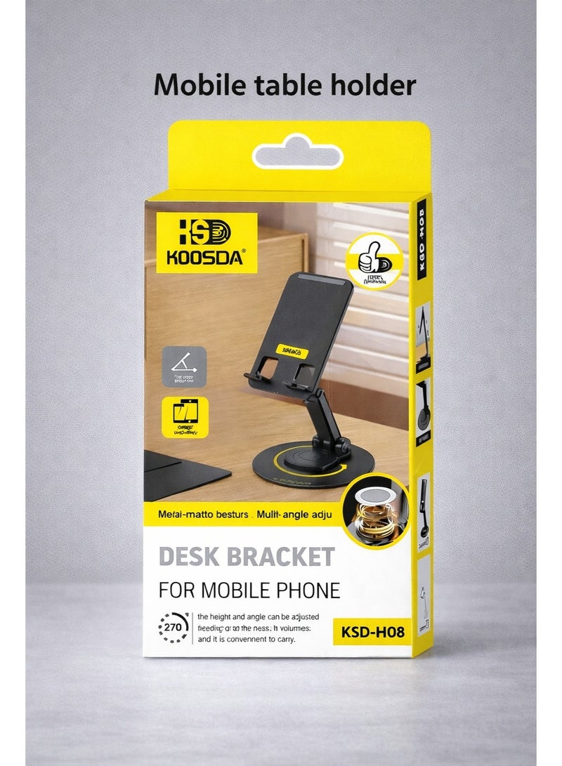 Desk Phone Stand – Mobile Phone Holder for Desk with 360 Degree Phone Stand Design, Metal Desk Phone Holder, Adjustable Phone Stand Desktop Phone Holder for Table & Office Desk, Tablet Stand up to 12 Inch, Adjustable Desk Phone Bracket - Image 4