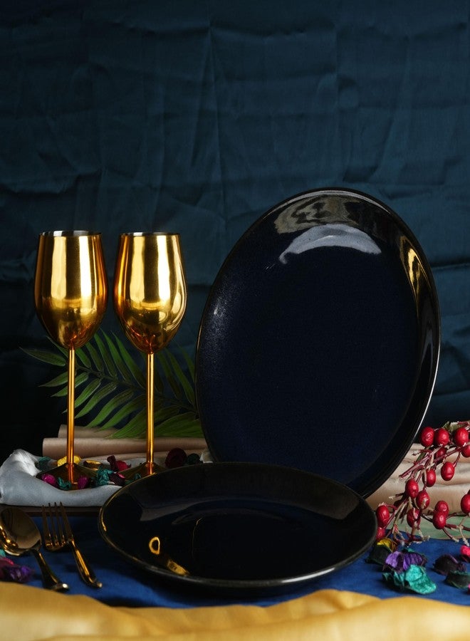 كافيين طبق ربعي من السيراميك المصنوع يدويًا من الخزف الحجري الأزرق الحديدي من كافيين، مقاس 7 بوصات (مجموعة من 6 قطع، آمن للاستخدام في الميكروويف وغسالة الصحون) - Image 3