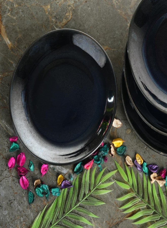 كافيين طبق ربعي من السيراميك المصنوع يدويًا من الخزف الحجري الأزرق الحديدي من كافيين، مقاس 7 بوصات (مجموعة من 6 قطع، آمن للاستخدام في الميكروويف وغسالة الصحون) - Image 2