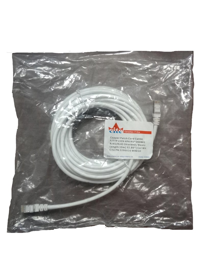 Cable Cat6A Copper Ethernet Patch Cord F/FTP 10M White , Designed and Quality Control by Cite Canadian IT Era - Image 4