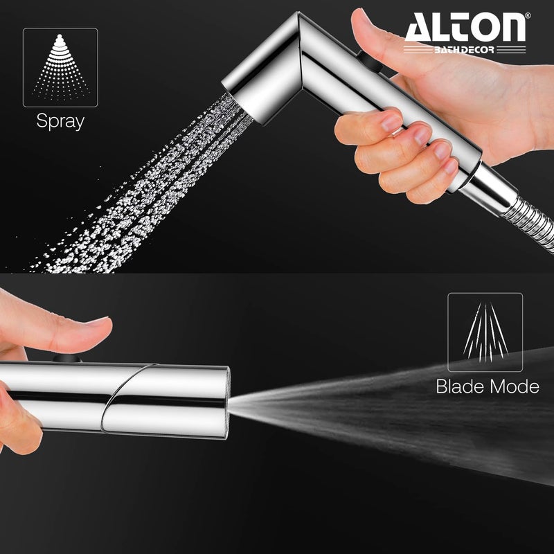 ALTON SHR20015 ABS Dual Function Health Faucet with SS-304 Grade 1.25 Meter Flexible Hose Pipe and Wall Hook, Silver (Jet Spray for Toilet) - Image 2