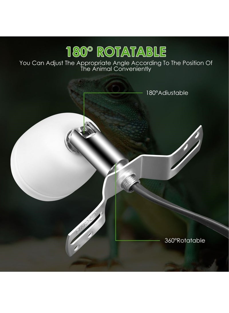 Captaintech Reptile Heat Lamp Holder with Dimmer Switch, E27 Bulb 400W Rotatable Heat Lamp Socket, Ceramic Bulb Holder for Lizard, Turtle, Tortoise, and Reptile Ceramic Lamps, Bulbs Not Included - Image 2