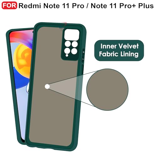 CEDO Back Cover for Redmi Note 11 Pro/Note 11 Pro+ Plus | Camera Bump Protection & Inner Velvet Fabric Lining | Ultra Slim Matte Soft Rubberised Case Cover (Green) - Image 4